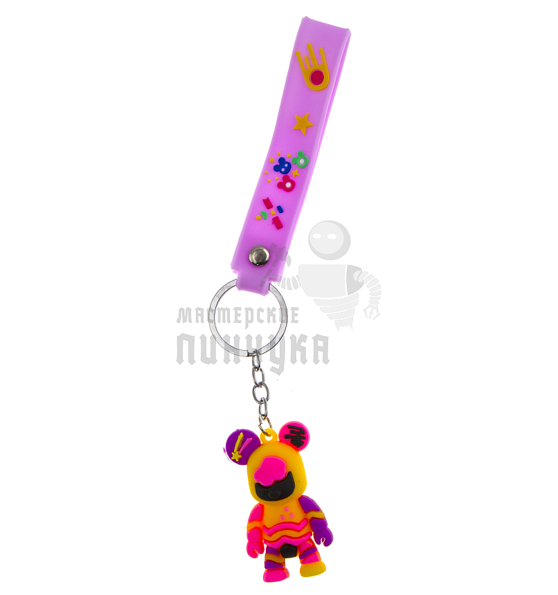 Брелок для ключей "Мишка Бербик" + ремешок, цв.желтый