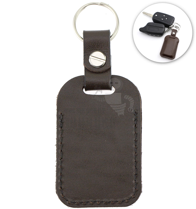 Чехол брелок для автомобильной сигнализации, прямоугольный, крепление на винте с кольцом,цв.коричн.