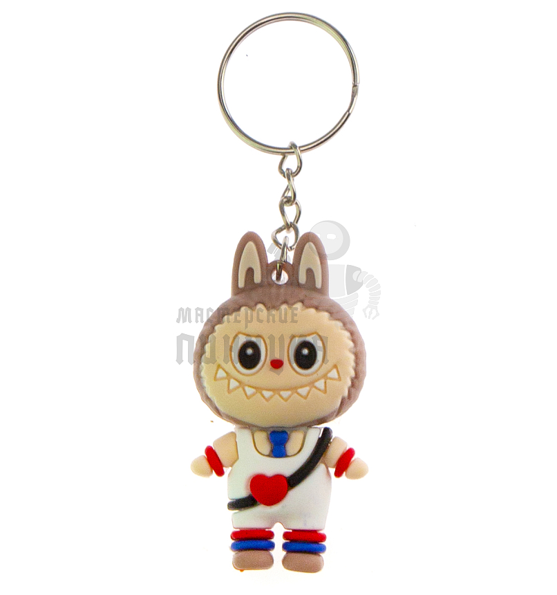 Брелок для ключей "LABUBU" с сердцем, цв.беж