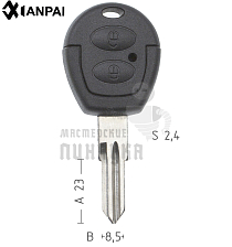 Корпус ключа DAE-6D.P  DWO6D.P  DW-3D.P 2 кнопки CHERRY КНР - Чертеж