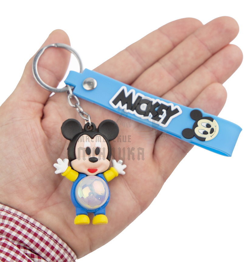 Брелок для ключей светящийся "Микки Маус" цв. синий + ремешок