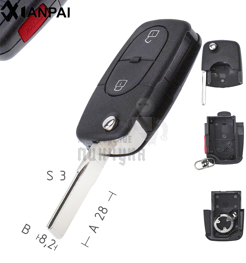 Корпус выкидного ключа HU-HAA.P1 HU66 HF55P65 2 кнопки овал.VOLKSWAGEN КНР