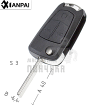 Корпус выкидного ключа OP-11P HU100 HF66P 2 кнопки КНР  OPEL - Чертеж