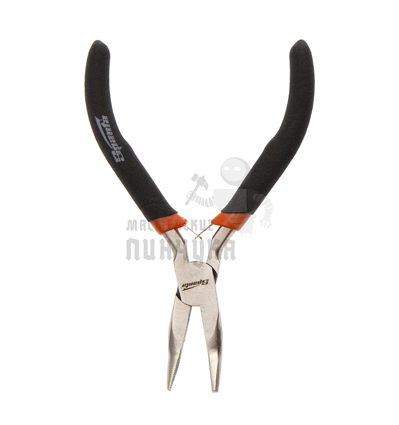 Длинногубцы изогнутые Mini, 130 мм, никелированные, авторазжим Sparta