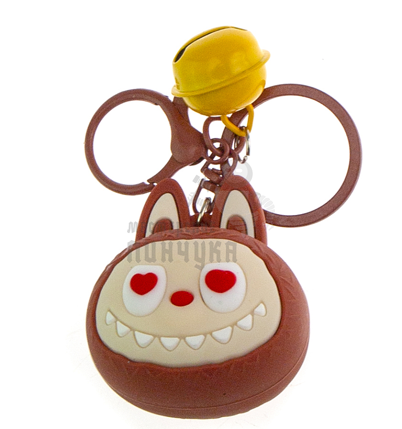 Брелок для ключей "LABUBU" антистресс, карабин+колокольчик, цв.коричневый