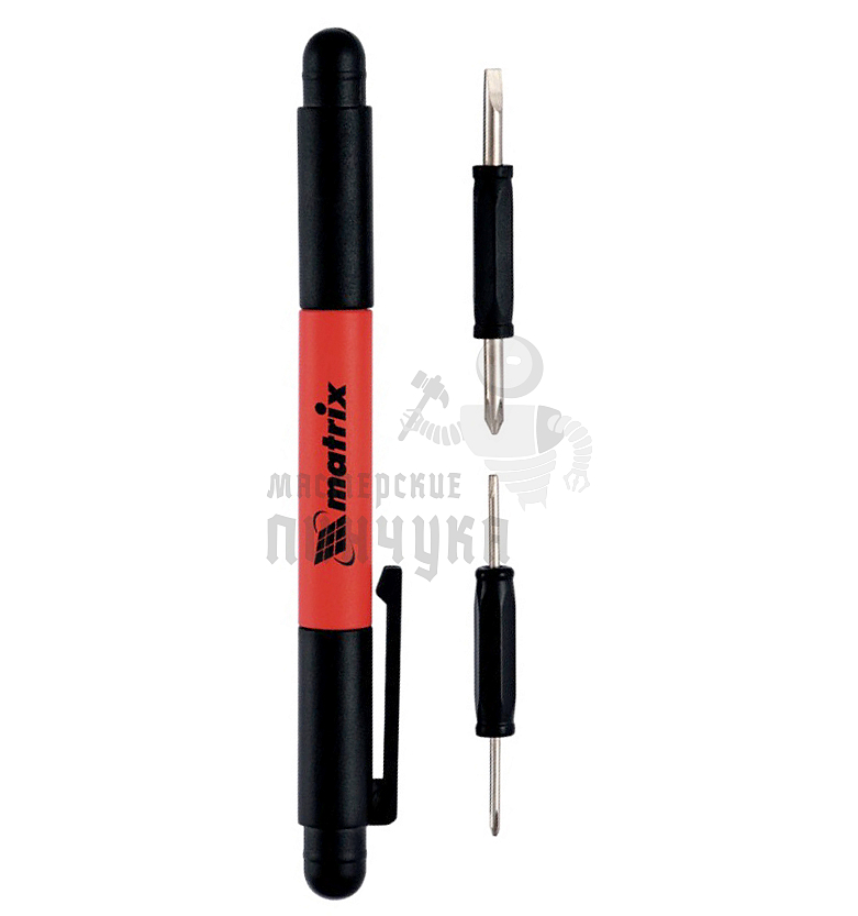 Отвертка-ручка для точных работ + биты, 4 пред., PH + SL, CrV// Matrix