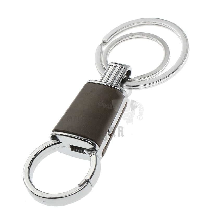 Карабин с двумя кольцами для ключей коричневый