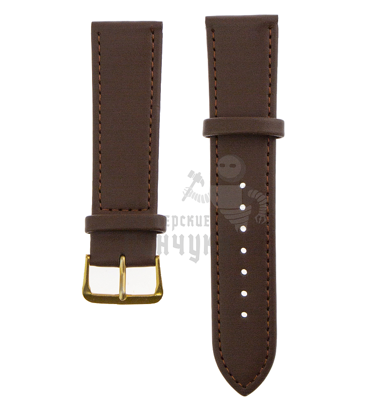 Ремешок для часов гладкий (Экокожа, коричневый, 22мм)