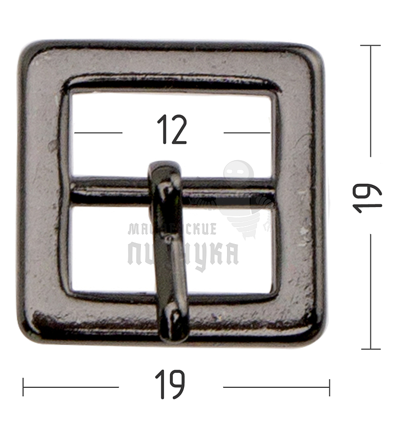 Пряжка обувная 12мм (А367) тем-никель new