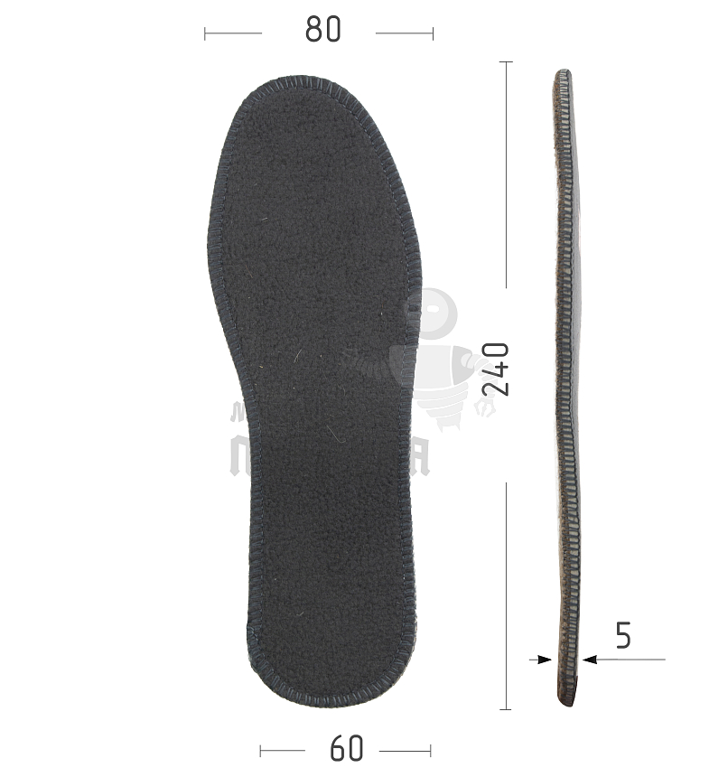 Стелька войлочная с флисом (В17) р.38
