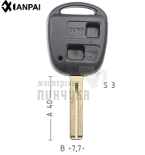 Корпус ключа TOYO-30.P1 TOY48P TY47P80 2 кнопки короткий КНР  LEXUS - Чертеж