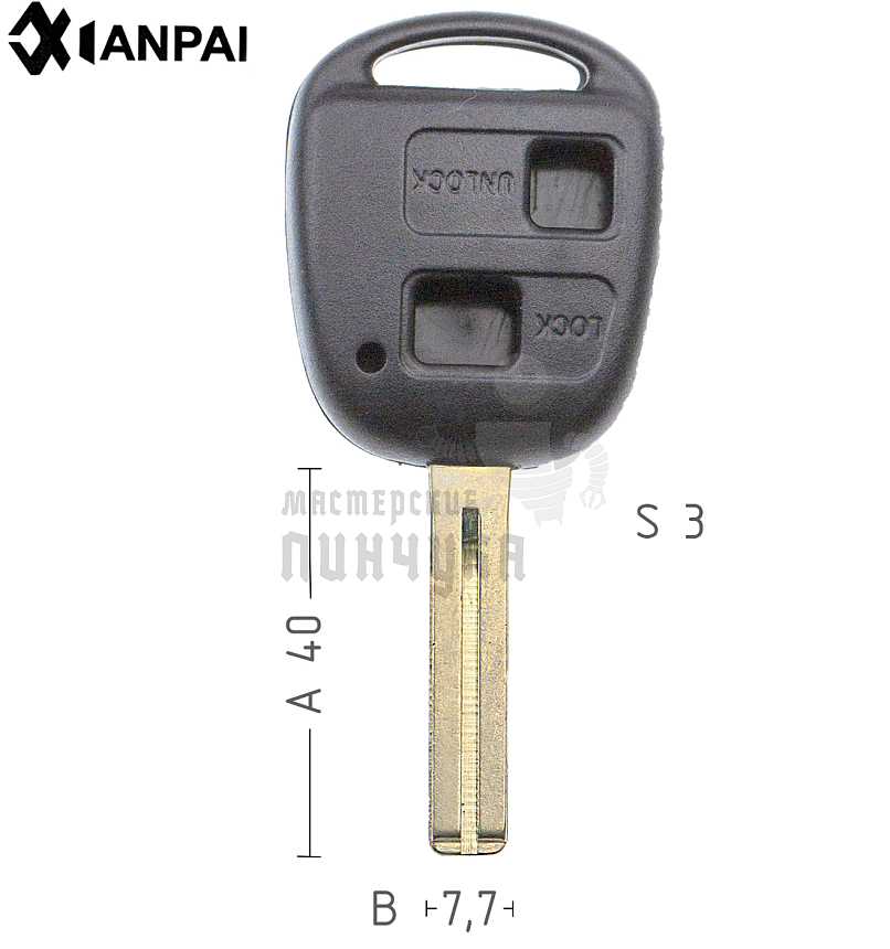 Корпус ключа TOYO-30.P1 TOY48P TY47P80 2 кнопки короткий КНР  LEXUS