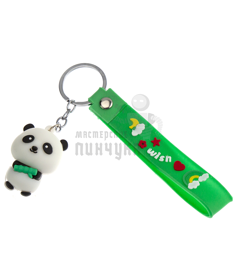Брелок для ключей "Панда мини бамбук" + ремешок, цв.зеленый