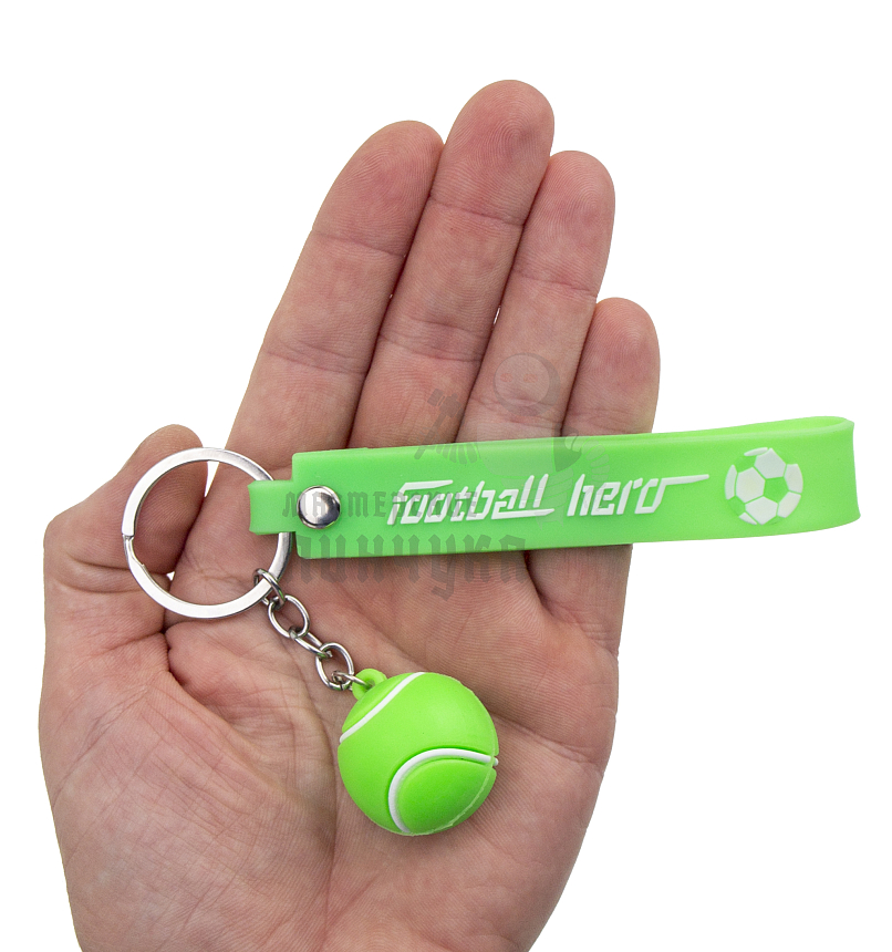 Брелок для ключей "Мяч теннисный" зеленый с кольцом и ремешком