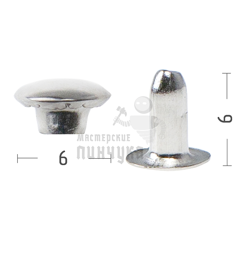 Хольнитены №0, 6х6мм,односторонний, сталь, цв. никель