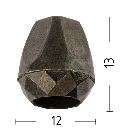 Наконечник для шнура, шнур (4,0мм), колокольчик (8422), цв.т/хром - Чертеж