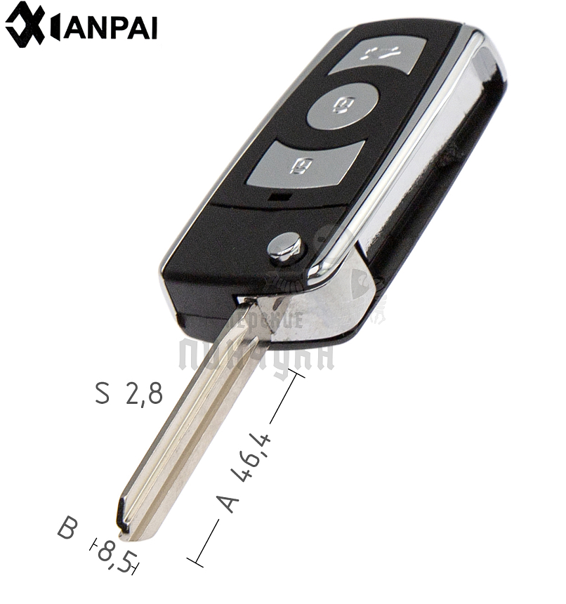 Корпус выкидного ключа HYN14R 3 кнопки КНР  HYUNDAI