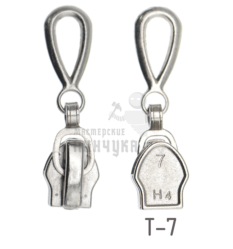 Бегунок для спиральной молнии, тип 7, автомат, цв. серебро