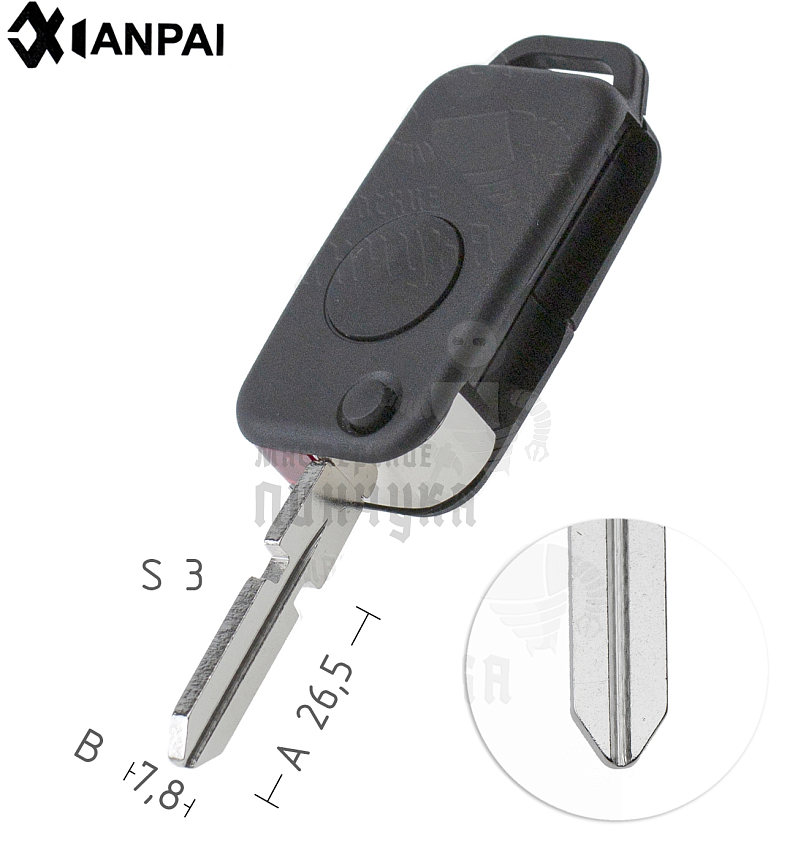 Корпус выкидного ключа ME-2 HU39 HF39 1 кнопка КНР  MERCEDES