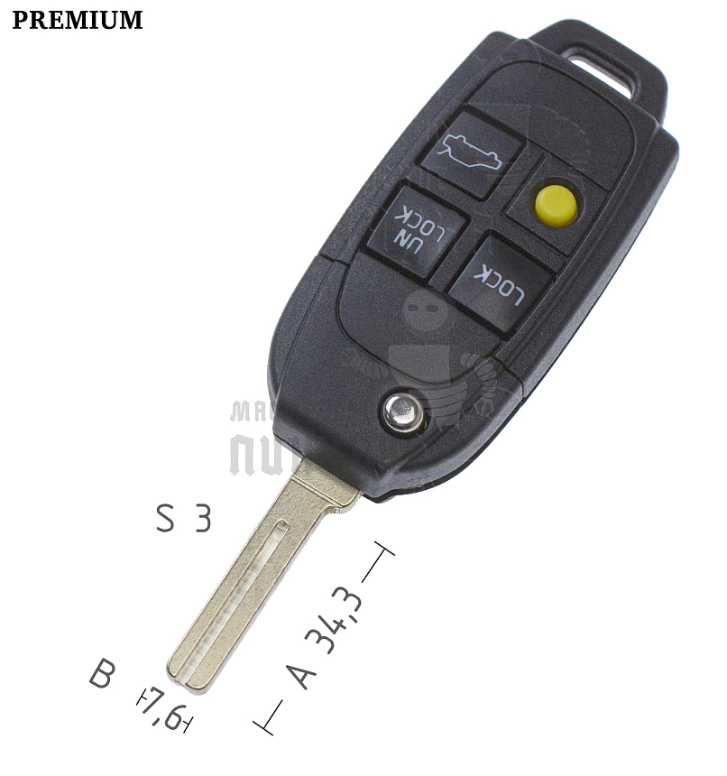 Корпус выкидного ключа NE40 NE66 NE70P70 4 кнопки  КНР  VOLVO