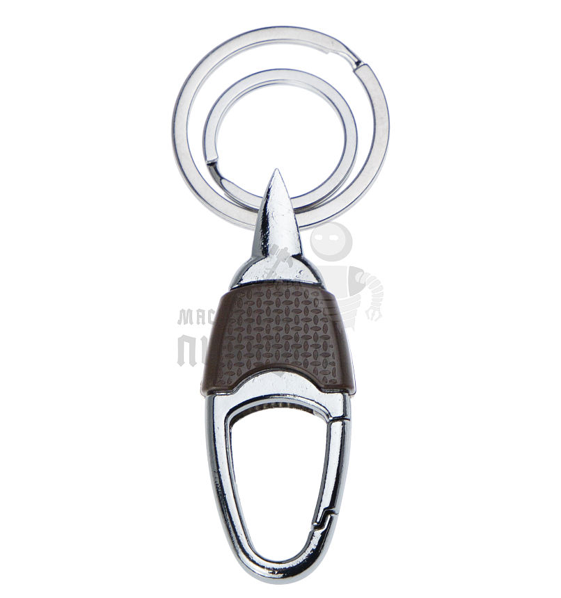 Карабин коричневый с двумя кольцами для ключей овальный