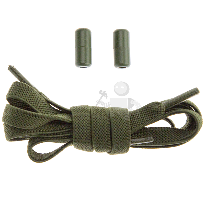 Эластичные шнурки для кроссовок с металлическим замком, 100-150см, плоский, цв.хаки