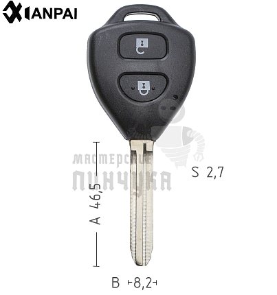 Корпус ключа TOYO-15.P TOY43 TY37R 2 кнопки 2 КНР TOYOTA