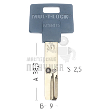 Mul-T-Lock: Профиль 233 Original "INTERACTIVE" (голубой) - Чертеж