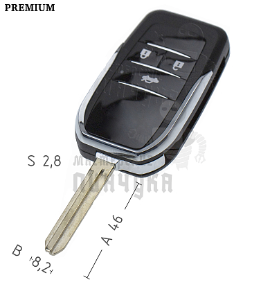 Корпус выкидного ключа TOYO-15.P TOY43 TY37R 3 кнопки КНР  TOYOTA