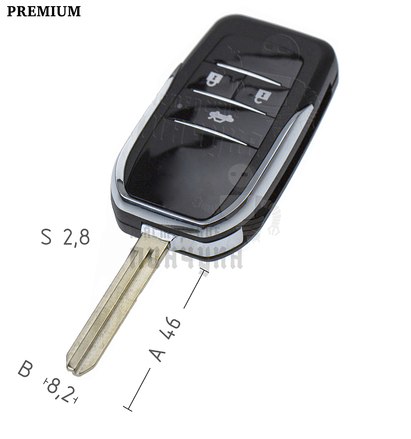 Корпус выкидного ключа TOYO-15.P TOY43 TY37R 3 кнопки КНР  TOYOTA