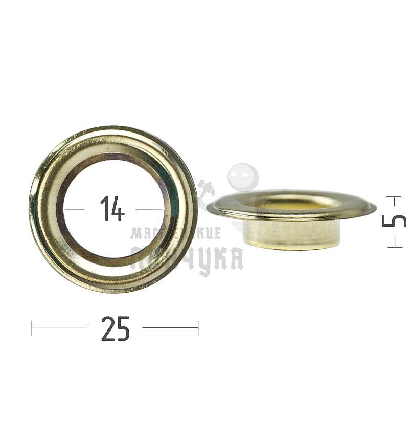 Люверсы №27, 14мм, сталь, цв. золото.