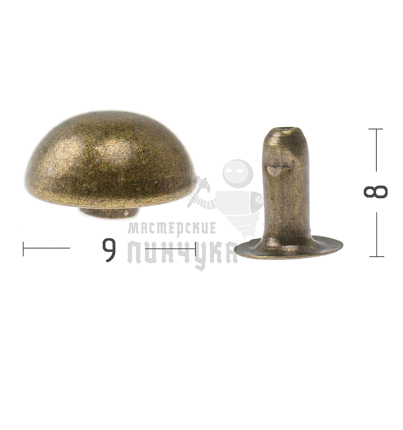 Хольнитены 9х8мм, сфера, односторонний, цв. антик