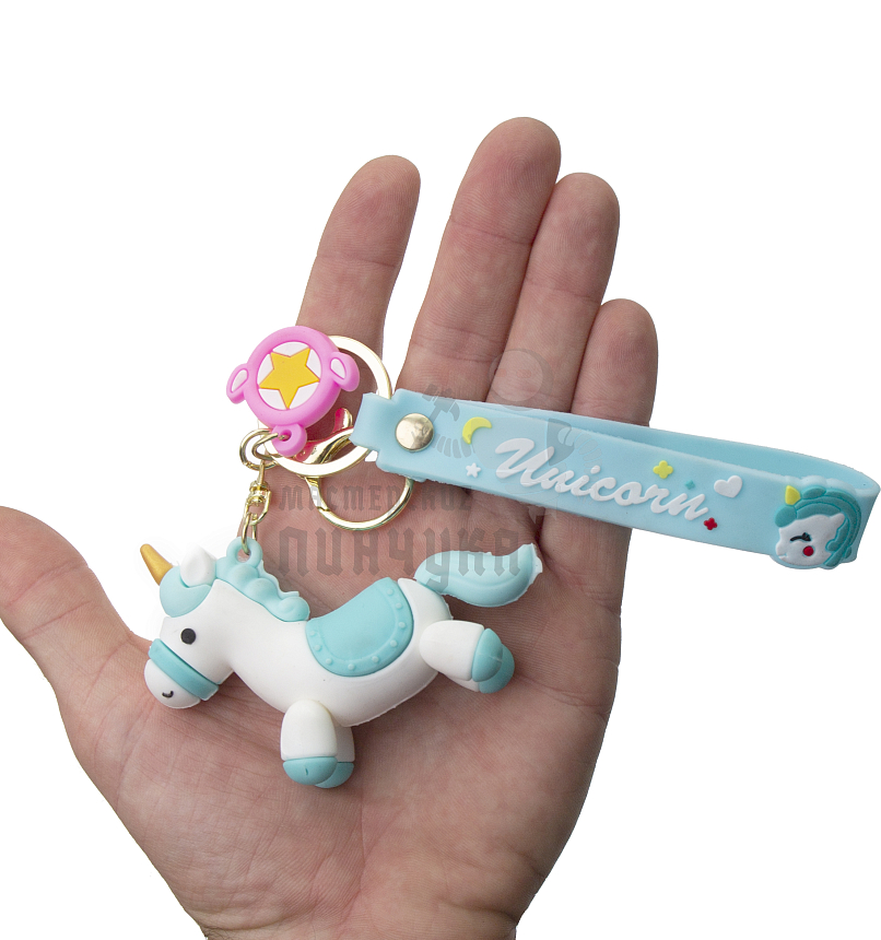 Брелок для ключей "Unicorn" цв.голубой + карабин