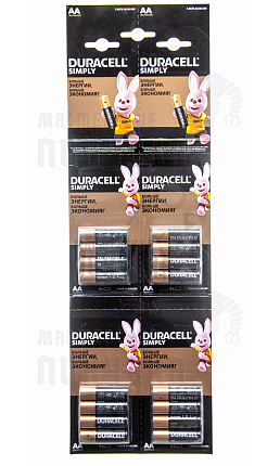 Батарейка DURACELL LR6  4*4 BL16 отрывной  (16/208/18304)