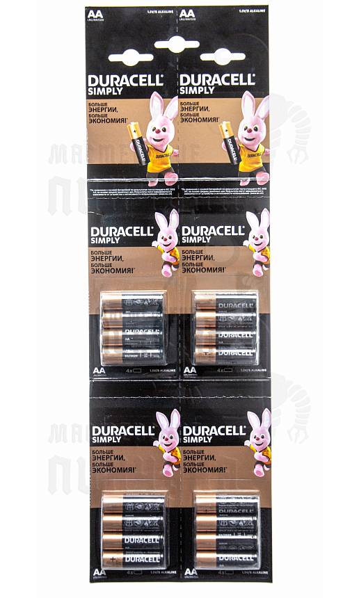 Батарейка DURACELL LR6  4*4 BL16 отрывной  (16/208/18304)