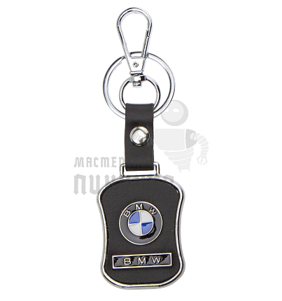 Авто карабин с кольцом для ключей BMW Экокожа (гладкая)