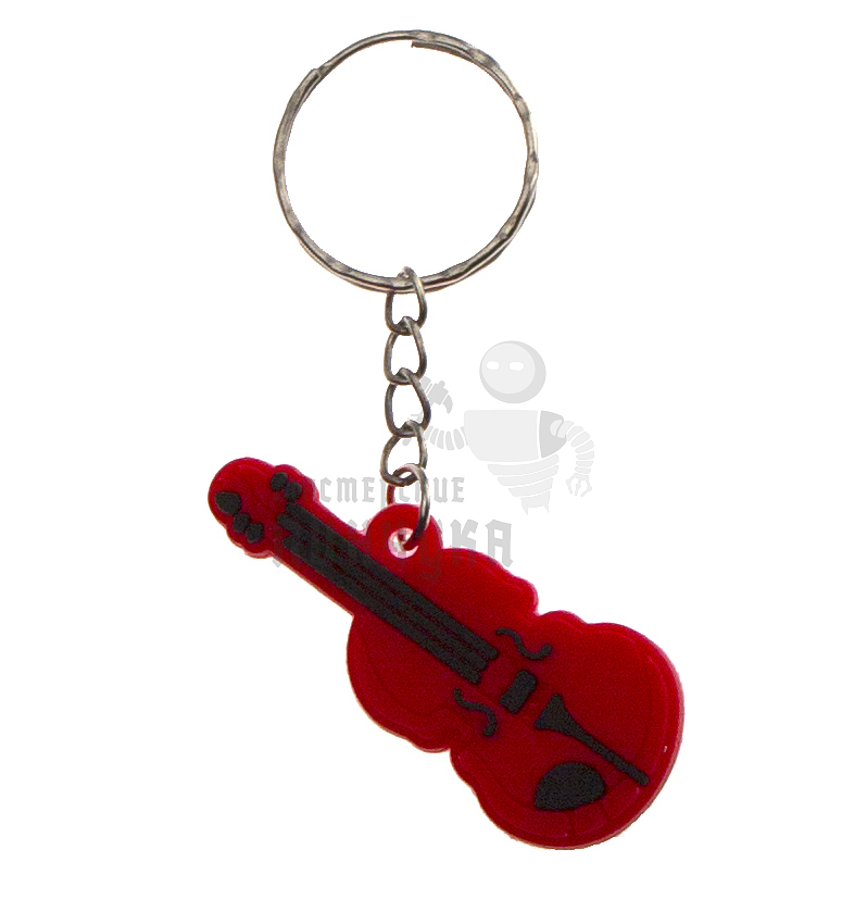 Брелок для ключей "Гитара" цв.красный с кольцом