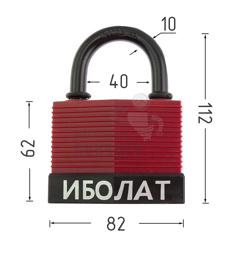 Навесной замок "ИБОЛАТ" 80мм (красный)