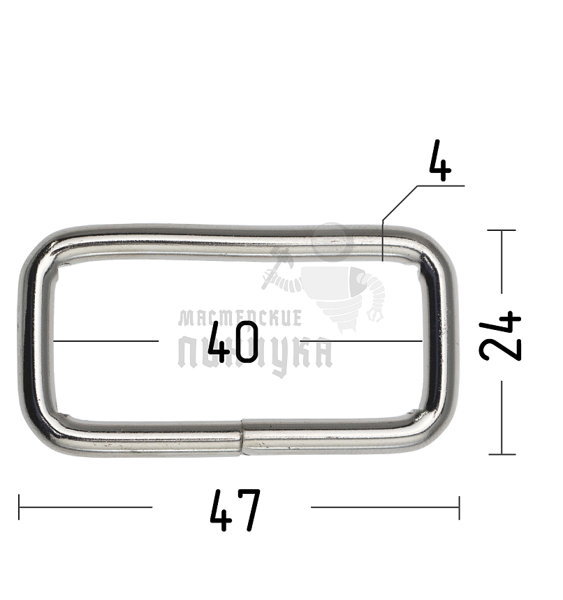 Пряжка - рамка 40мм (толщ. 4мм) цв никель.