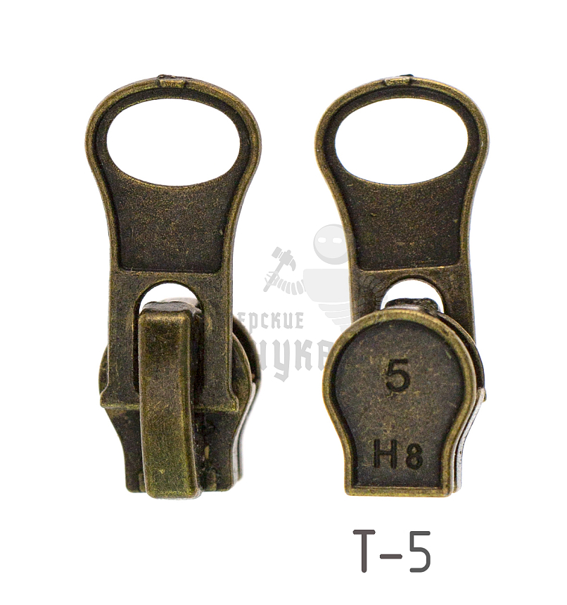 Бегунок для спиральной молнии, тип 5, автомат Груша, цв.антик