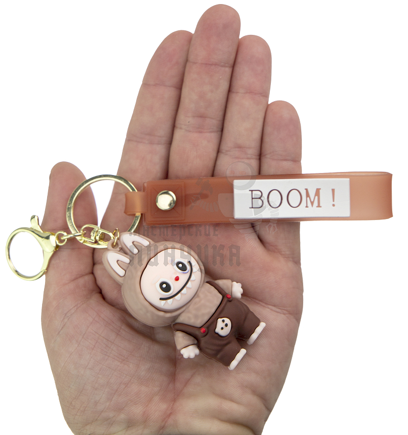 Брелок для ключей "LABUBU" с карабином, цв.коричневый