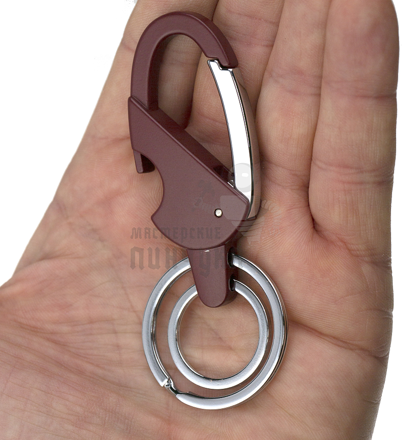 Карабин овальный с двумя кольцами для ключей и открывашкой