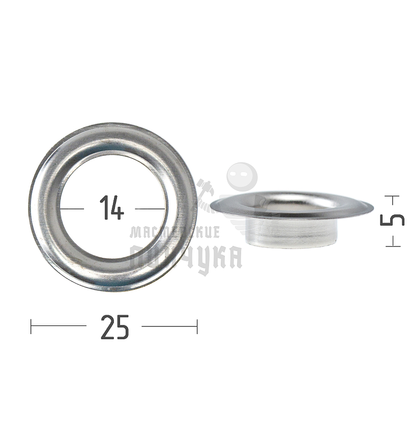 Люверсы №27, 14мм, сталь, цв. никель.