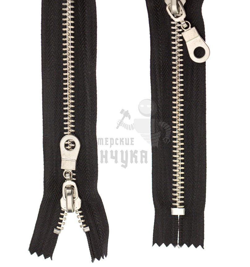 Молния металлическая тип 8 16см н/р, цв. черный 322, зв никель