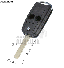 Корпус выкидного ключа HOND-31 HON66 HD58 2 кнопки  КНР   HONDA - Чертеж