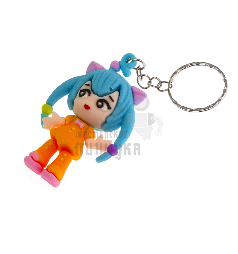 Брелок для ключей "Мику Хацунэ" цв. голубой/оранжевый