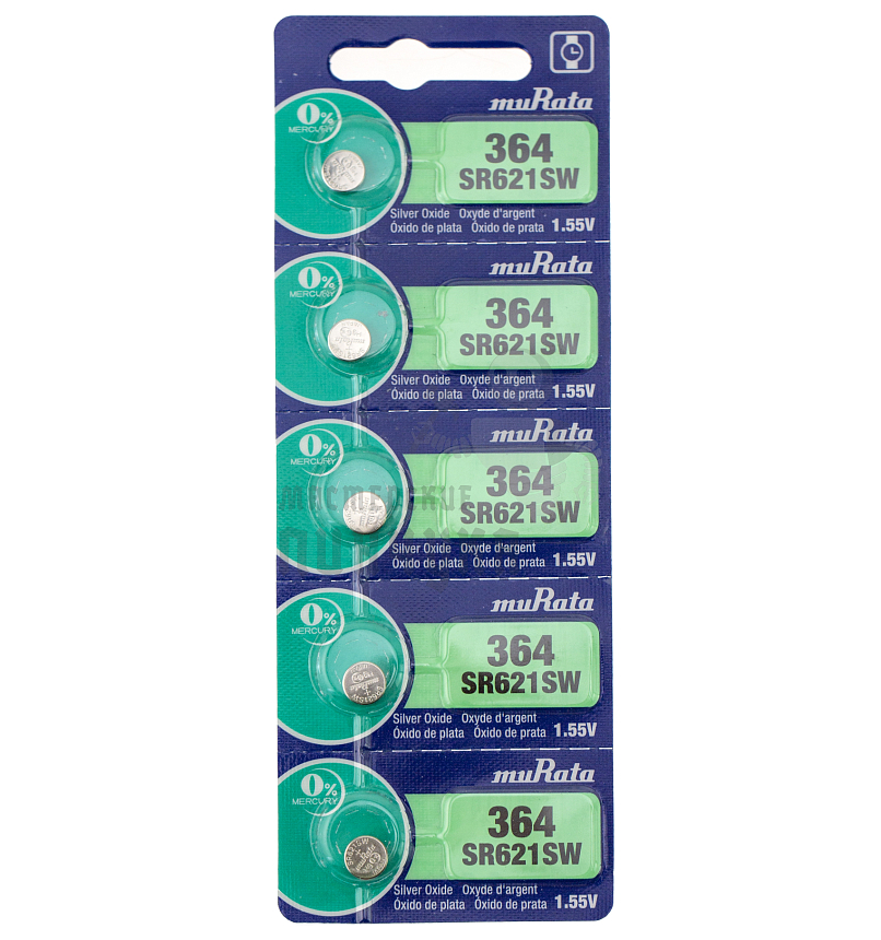 Батарейка muRata 364 SR621SW BL5 1.55V (5/100/500)