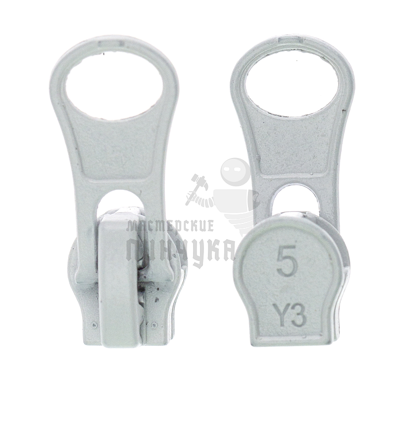 Бегунок для спиральной молнии, тип 5, автомат Груша, цв.белый 101