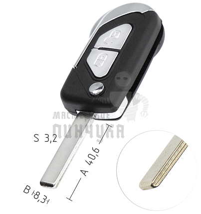 Корпус выкидных ключей  HU-HCAP HU83  HF63P 2 кнопки PEUGEOT  КНР