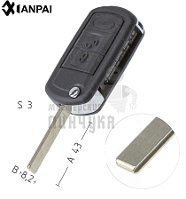 Корпус выкидного ключа BM6P HF70P HU92RP 3 кнопки LAND ROVER КНР// - Чертеж
